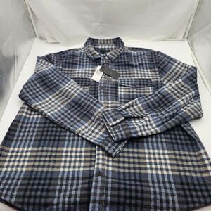 NWT Magaschoni Mens Plaid Wool Blend Flannel Size XXL/TTG Button up